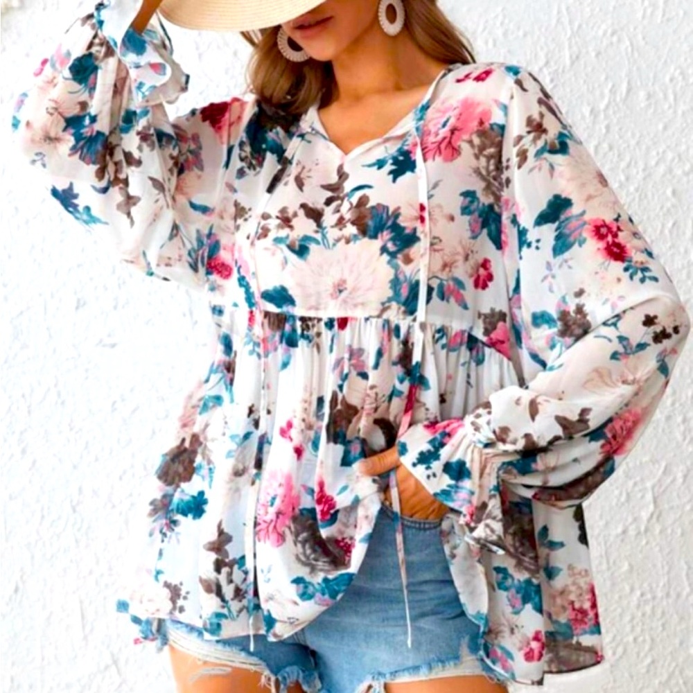 Floral peplum style top